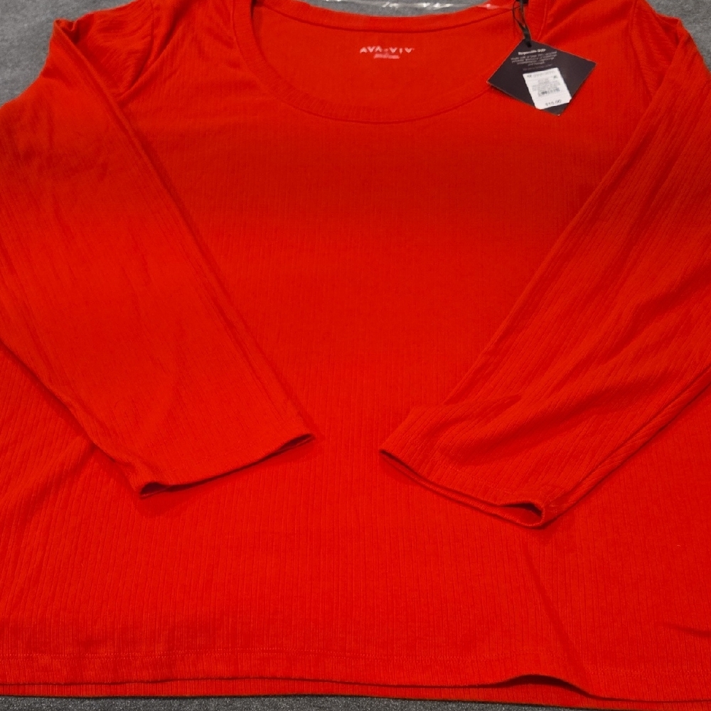 Ava & Viv Vibrant Red Long Sleeve Top